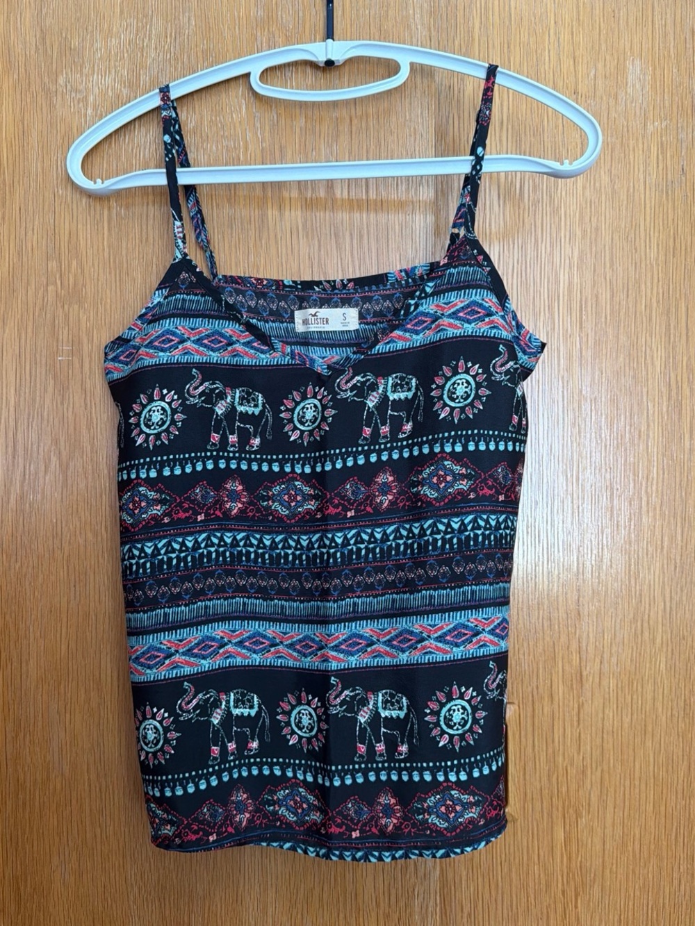 Hollister Black Elephant Print Strappy Tank Top